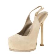 Pre-owned Suede sandals Yves Saint Laurent Vintage , Beige , Dames