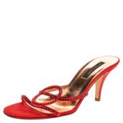 Pre-owned Satin sandals Sergio Rossi Pre-owned , Red , Dames