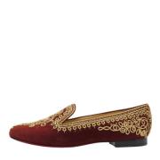 Pre-owned Suede flats Christian Louboutin Pre-owned , Red , Dames