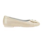 Beige Leren Ballerina Hogan , Beige , Dames