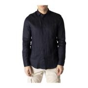 Heren Linnen Overhemd Lange Mouwen Armani Exchange , Blue , Heren