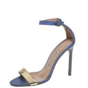 Pre-owned Leather sandals Manolo Blahnik Pre-owned , Blue , Dames