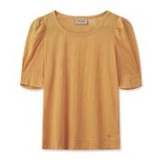 Feminine Burn-Out Tee met Pofmouwen MOS Mosh , Brown , Dames