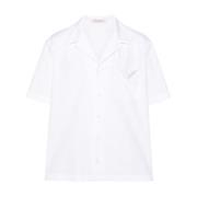 Witte V-Detail Katoenen Overhemd Valentino , White , Heren