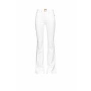 Flare-Fit Witte Jeans met Love Birds Diamond Cut Gesp Pinko , White , ...