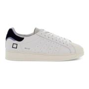 Witte-Blauwe Leren Sneakers met Decoratieve Stiksels D.a.t.e. , White ...