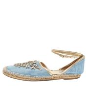 Pre-owned Denim flats René Caovilla Pre-owned , Blue , Dames