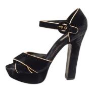Pre-owned Velvet sandals Dolce & Gabbana Pre-owned , Black , Dames