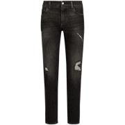 Zwarte Slim-Fit Stretch Denim Jeans Dolce & Gabbana , Black , Heren