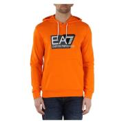 Katoenen hoodie met logo print Emporio Armani EA7 , Orange , Heren