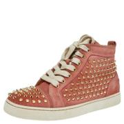 Pre-owned Leather sneakers Christian Louboutin Pre-owned , Orange , Da...