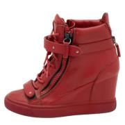 Pre-owned Leather sneakers Giuseppe Zanotti Pre-owned , Red , Dames