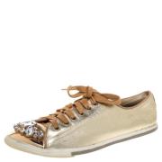 Pre-owned Leather sneakers Miu Miu Pre-owned , Yellow , Dames