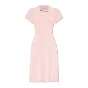Geribbelde jurk met kraag Burberry , Pink , Dames