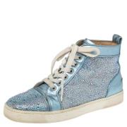 Pre-owned Leather sneakers Christian Louboutin Pre-owned , Blue , Dame...