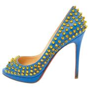 Pre-owned Leather heels Christian Louboutin Pre-owned , Blue , Dames