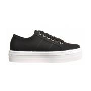 Witte Canvas Platform Sneakers Victoria , Black , Dames