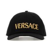 Zwarte katoenen baseballpet Versace , Black , Heren