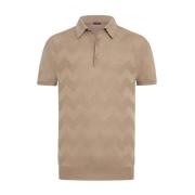 Polo T-shirt met reliëf golfpatroon Kiton , Beige , Heren