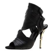 Pre-owned Leather sandals Balmain Pre-owned , Black , Dames