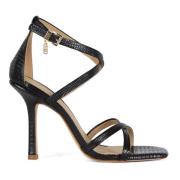 Leren Strappy Sandalen Michael Kors , Black , Dames