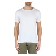 Katoenen T-shirt met geborduurd logo Replay , White , Heren