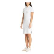 Effen Logo Midi Jurk Emporio Armani EA7 , White , Dames