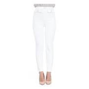 Ivoor Cigarettebroek met Logo Knopen Elisabetta Franchi , White , Dame...