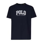 Blauw Katoenen Logo Print T-shirt Polo Ralph Lauren , Blue , Heren