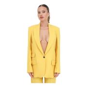 Gele Blazer met Enkele Knoop en Zakken Simona Corsellini , Yellow , Da...