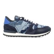 Camouflage Denim Rock Runner Sneakers Valentino Garavani , Blue , Here...