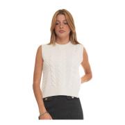 Gebreid kabelvest Suncoo , White , Dames