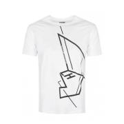 Heren Ronde Hals T-shirt Les Hommes , White , Heren