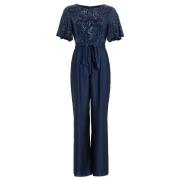 Elegante Jumpsuit met Strikceintuur Swing , Blue , Dames