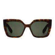 Moderne vierkante zonnebril met schildpadmontuur en groene glazen Dior...