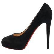 Pre-owned Suede heels Christian Louboutin Pre-owned , Black , Dames