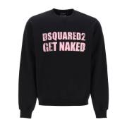 Cool Fit Bedrukte Sweatshirt Dsquared2 , Black , Heren