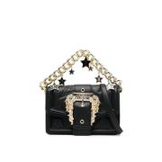 Zwarte Crossbody Tas met Logo en Gouden Ketting Versace Jeans Couture ...