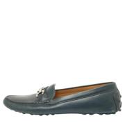 Pre-owned Leather flats Salvatore Ferragamo Pre-owned , Blue , Dames