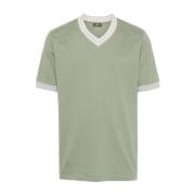 Groene V-Hals Katoenen T-Shirt Peserico , Green , Heren