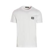Witte Katoenen T-shirt met Zilveren Logo Dolce & Gabbana , White , Her...