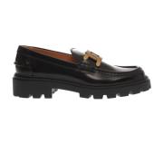 Zwarte Geborstelde Ketting Loafer Tod's , Black , Dames