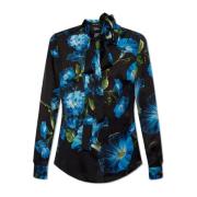 Zijden shirt met bloemenmotief Dolce & Gabbana , Black , Dames