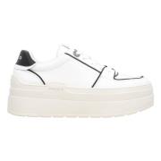 Contrasterende Leren Platform Sneakers Pinko , White , Dames
