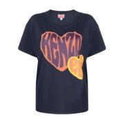 Grafische Print Katoenen T-Shirt Kenzo , Blue , Dames