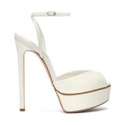 Jolly Sandaal in Melkkleurige Glitter Casadei , White , Dames