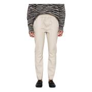 Cropped Jogger Broek met Faux Leren Look 10Days , Beige , Dames