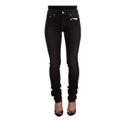 Zwarte Gewassen Skinny Jeans met Middelhoge Taille Gianfranco Ferré , ...