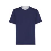Blauwe T-shirts en Polos Brunello Cucinelli , Blue , Heren