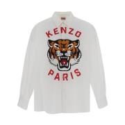 Katoenen Shirt - Kenzo Stijl Kenzo , White , Heren